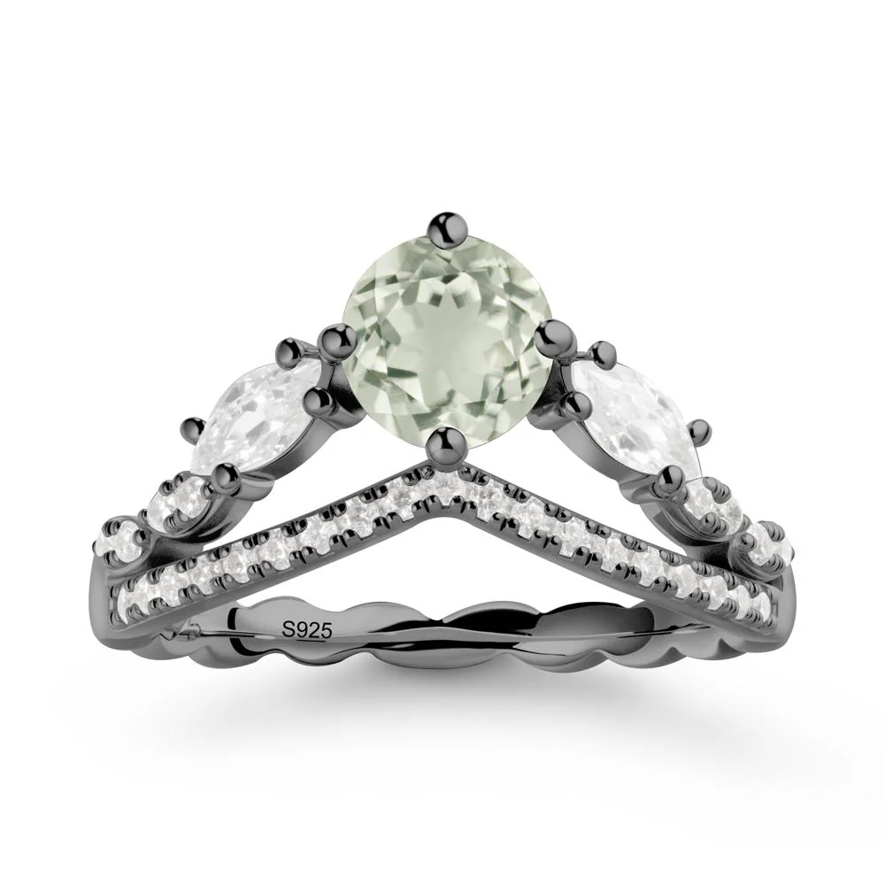 Leaf Inspired Crown Green Amethyst Ring - Image 7