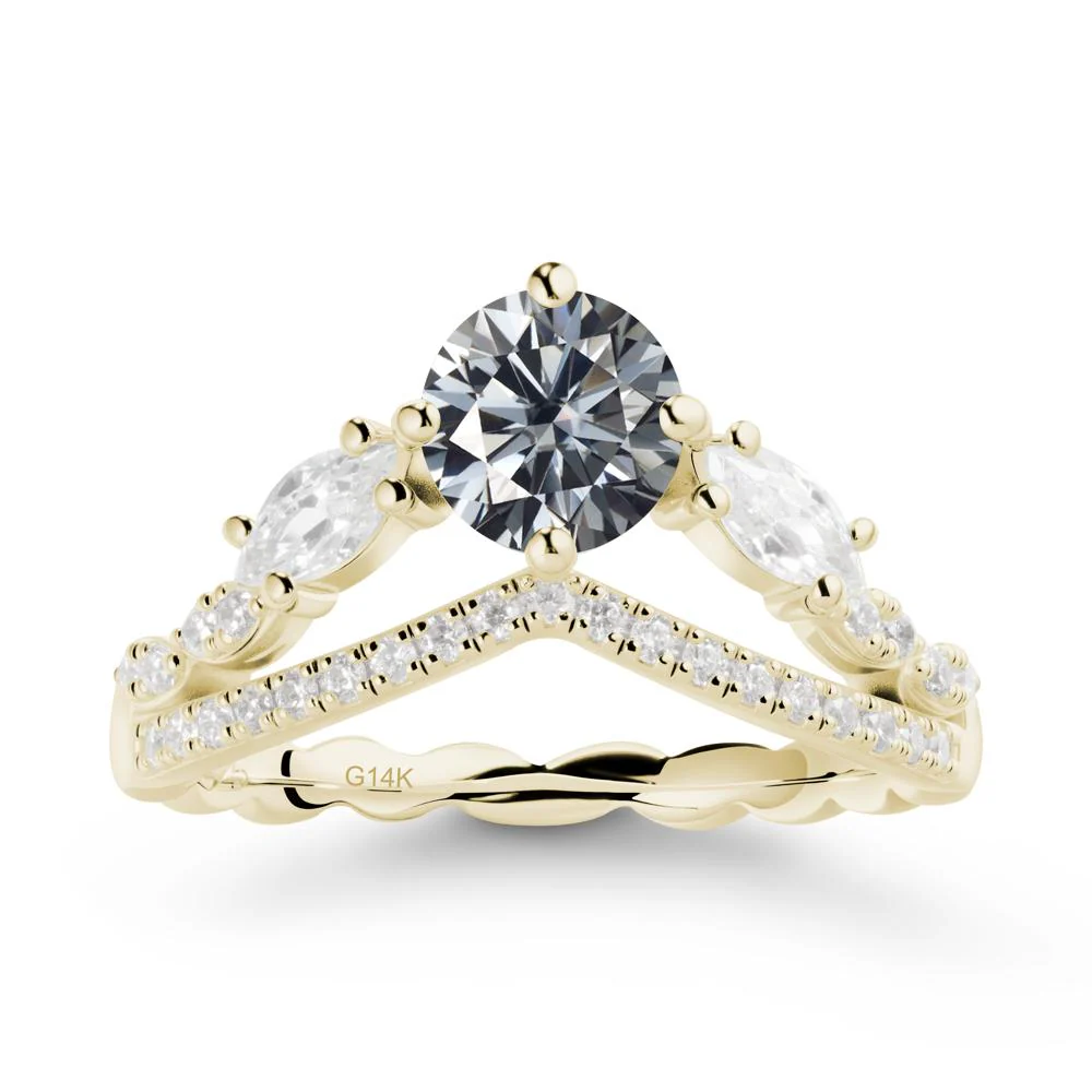 Leaf Inspired Crown Grey Moissanite Ring - Image 3