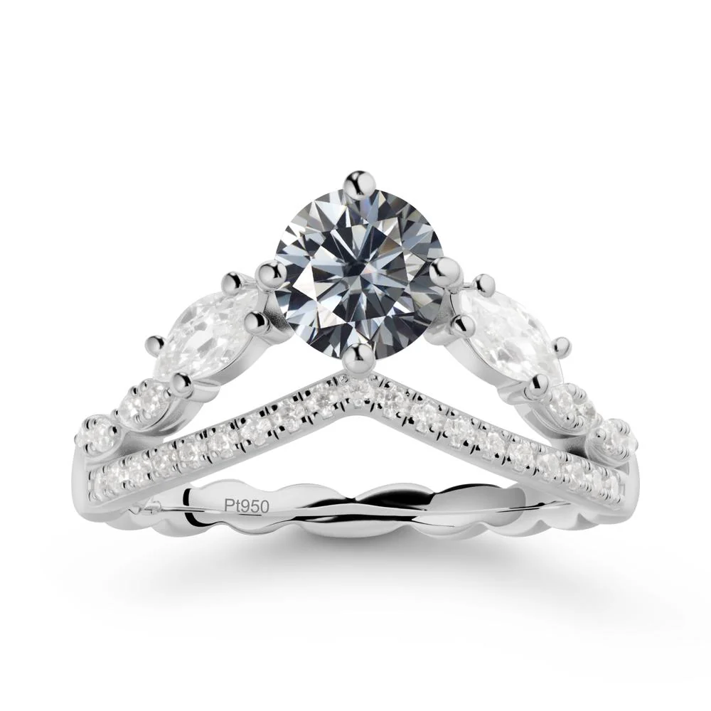 Leaf Inspired Crown Grey Moissanite Ring - Image 8