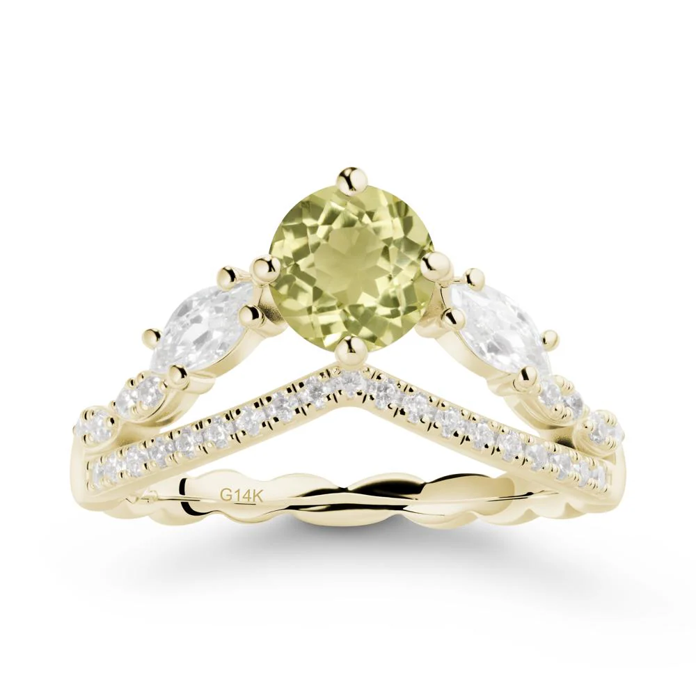 Leaf Inspired Crown Lemon Quartz Ring