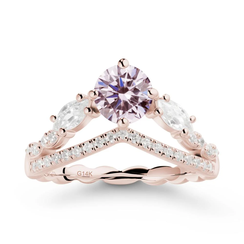Leaf Inspired Crown Pink Cubic Zirconia Ring - Image 2