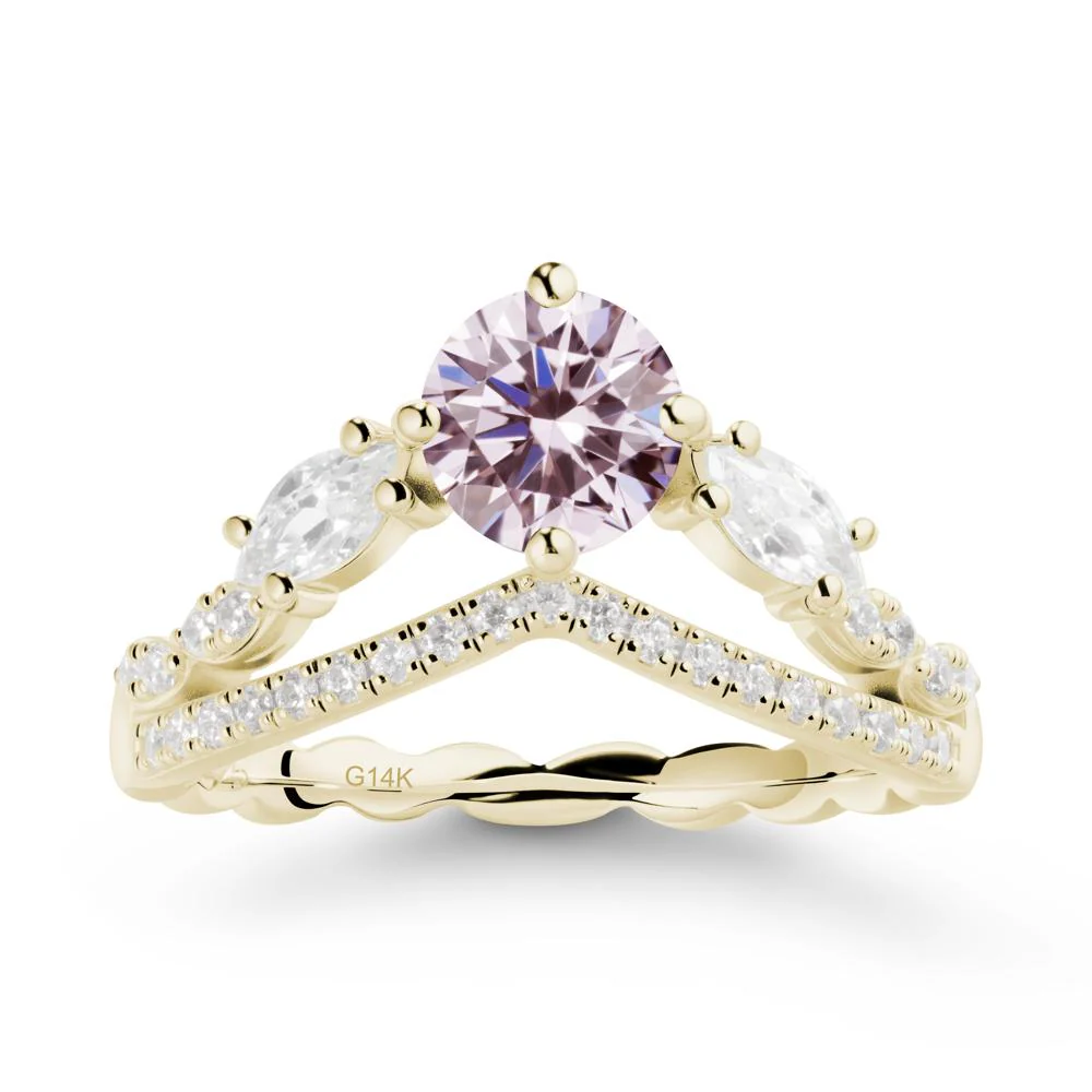 Leaf Inspired Crown Pink Cubic Zirconia Ring - Image 4