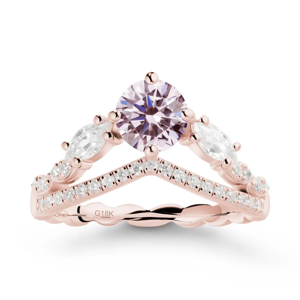 Leaf Inspired Crown Pink Cubic Zirconia Ring - Image 5