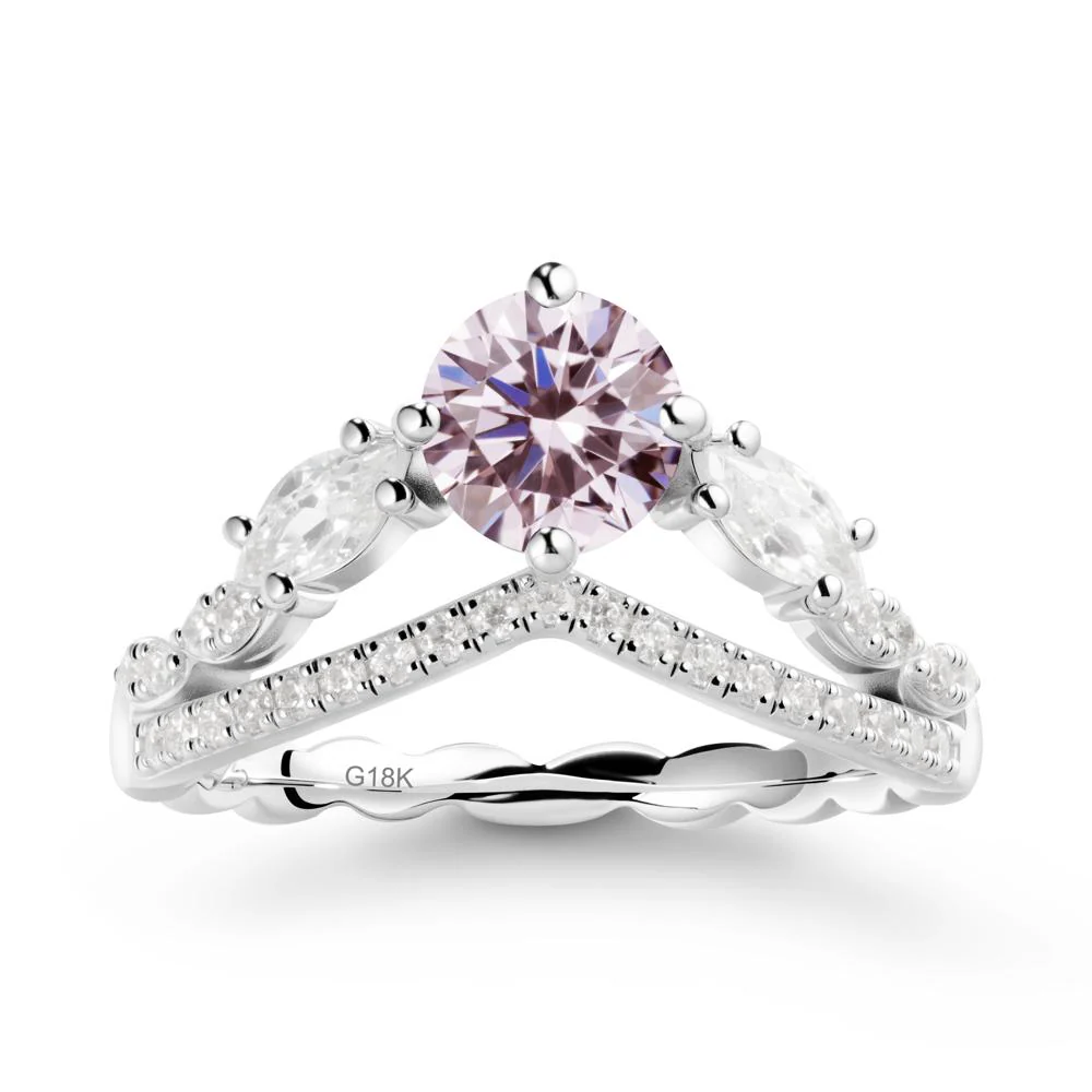 Leaf Inspired Crown Pink Cubic Zirconia Ring - Image 6