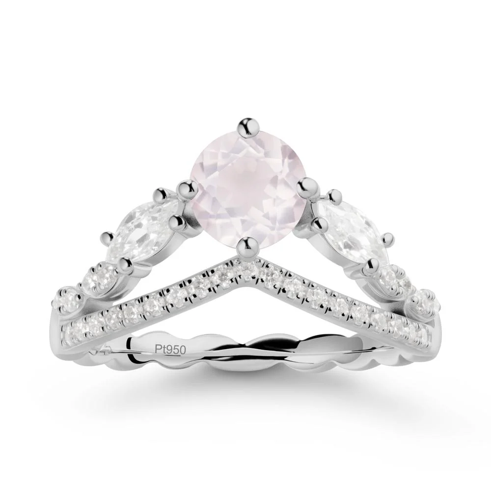 Leaf Inspired Crown Rose Quartz Ring