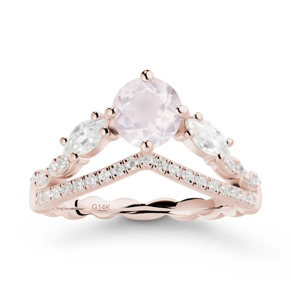 Leaf Inspired Crown Rose Quartz Ring - Image 2