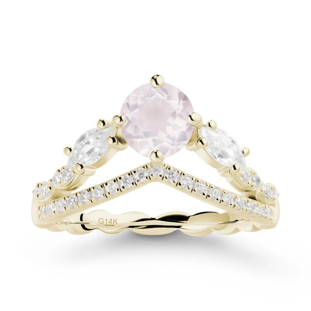 Leaf Inspired Crown Rose Quartz Ring - Image 4
