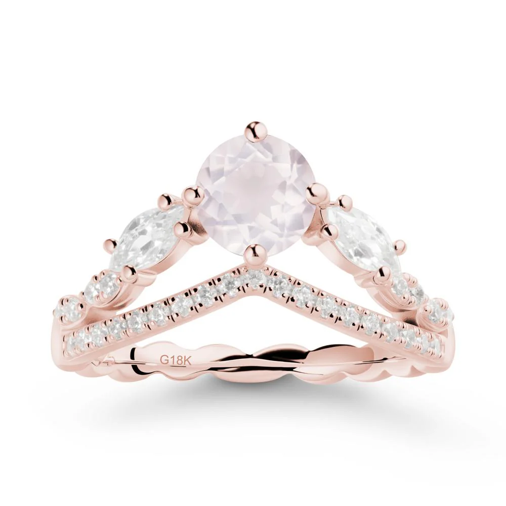 Leaf Inspired Crown Rose Quartz Ring - Image 5