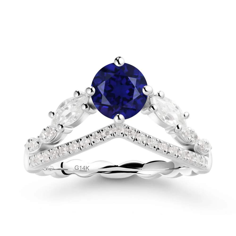 Leaf Inspired Crown Sapphire Ring - Image 3