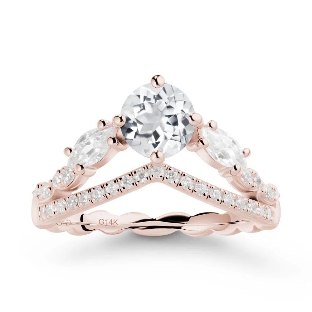 Leaf Inspired Crown White Topaz Ring
