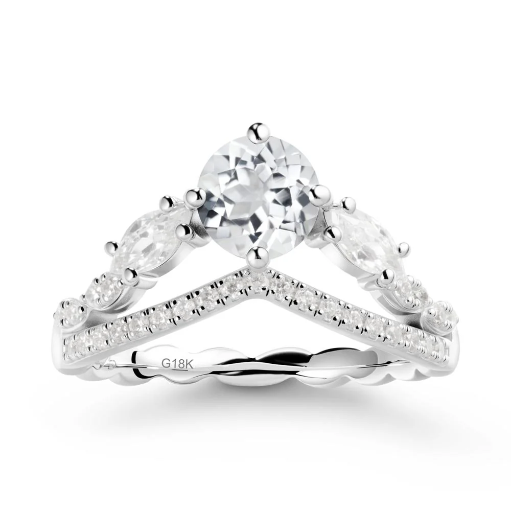 Leaf Inspired Crown White Topaz Ring - Image 5