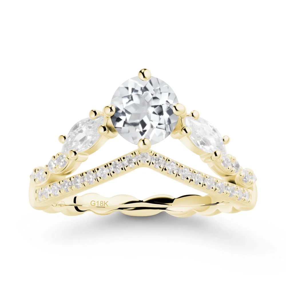Leaf Inspired Crown White Topaz Ring - Image 6