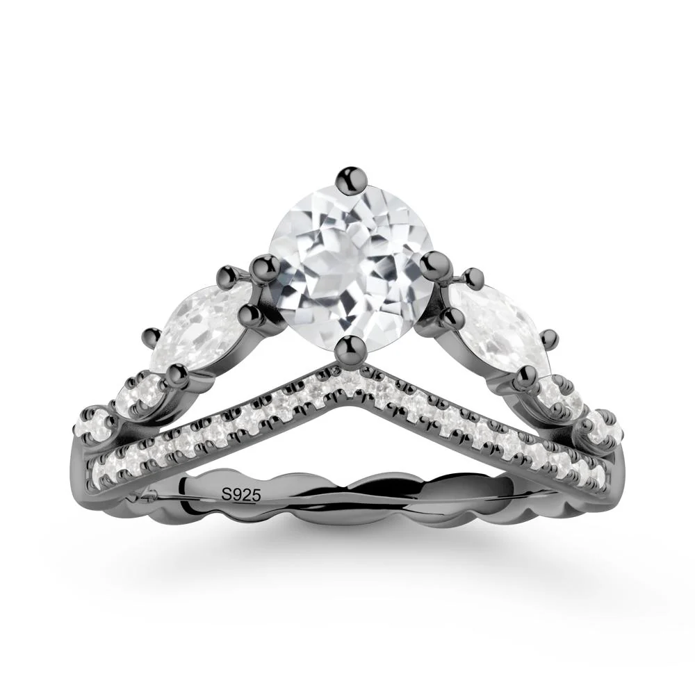 Leaf Inspired Crown White Topaz Ring - Image 7