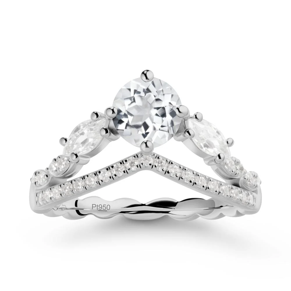 Leaf Inspired Crown White Topaz Ring - Image 8
