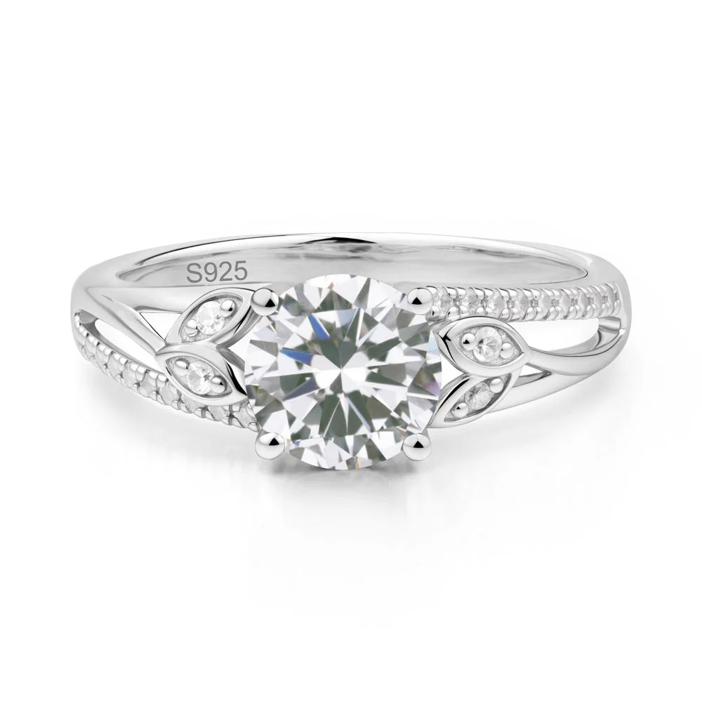 Leaf Inspired Cubic Zirconia Engagement Ring - Image 4