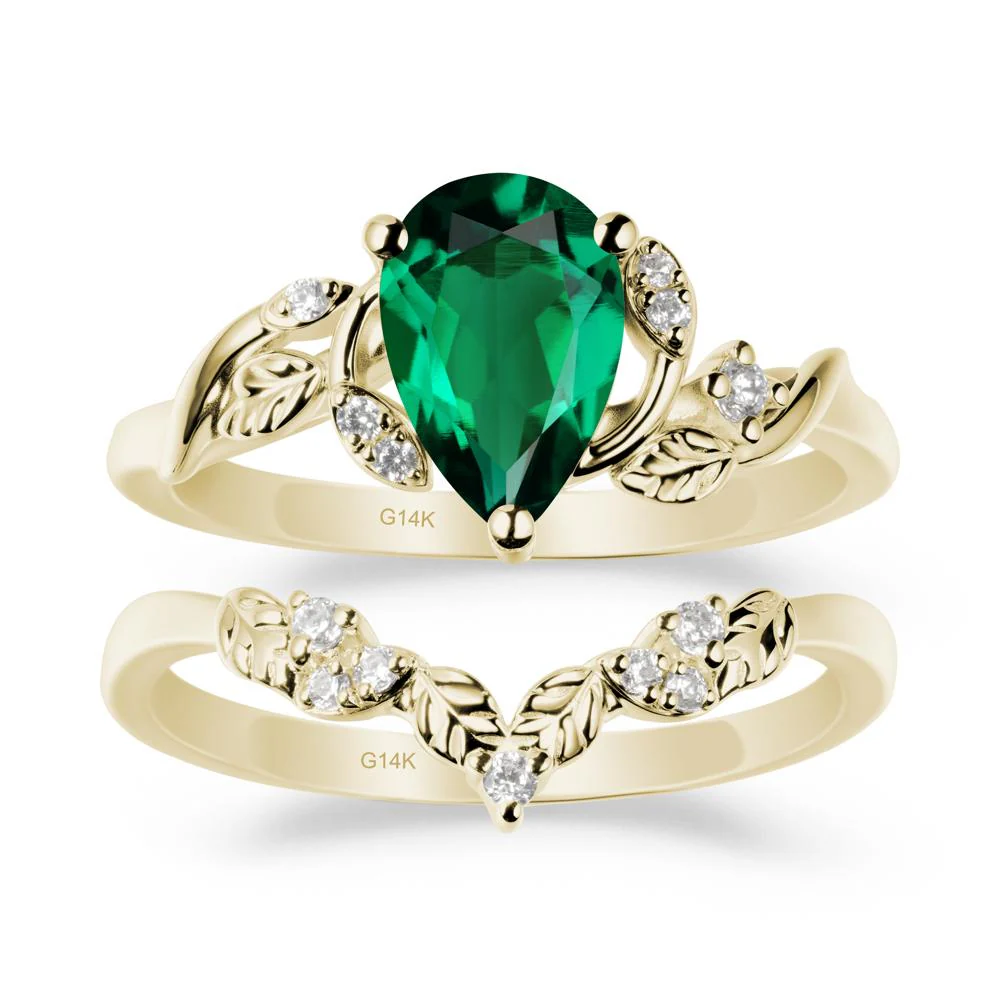 Leaf Inspired Emerald Bridal Set - Image 3