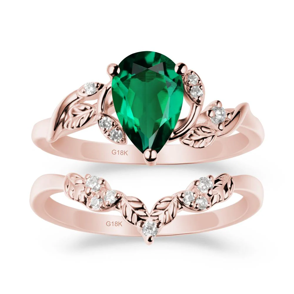 Leaf Inspired Emerald Bridal Set - Image 4