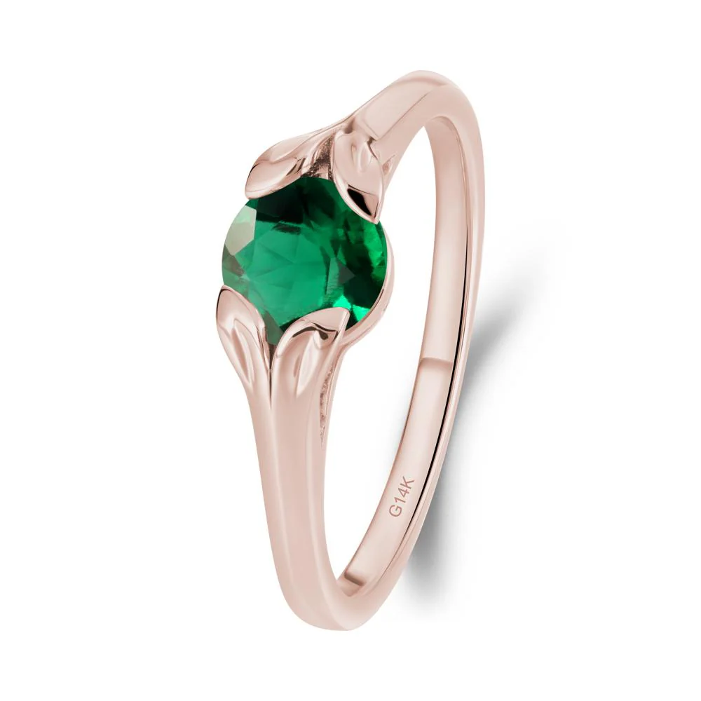 Leaf Inspired Emerald Engagement Ring
