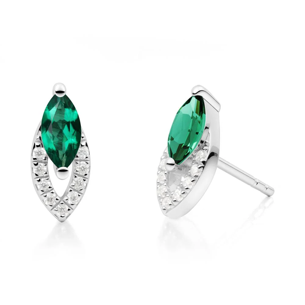 Leaf Inspired Emerald Stud Earrings - Image 4