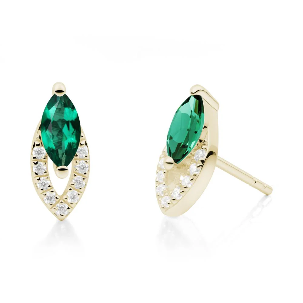 Leaf Inspired Emerald Stud Earrings - Image 5