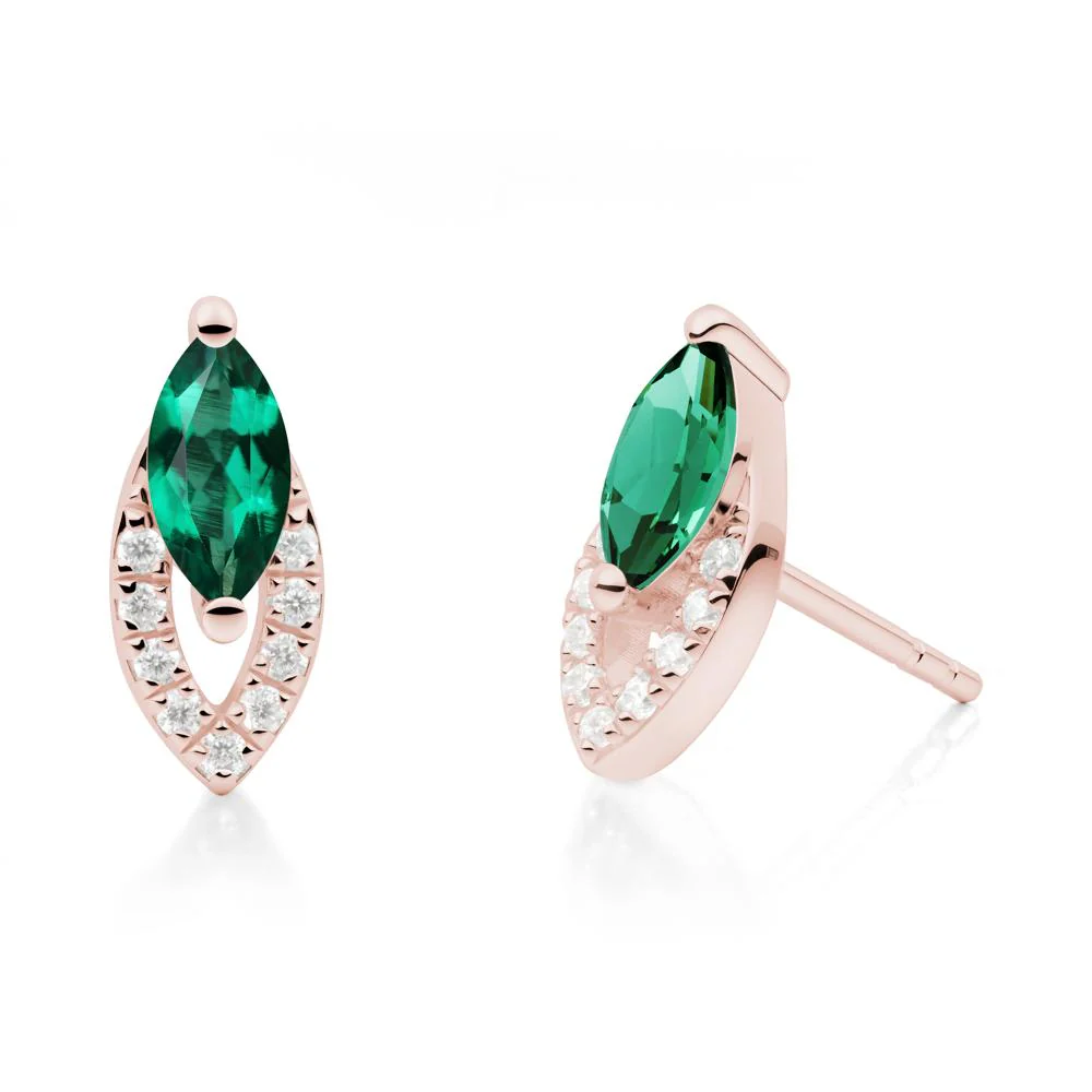 Leaf Inspired Emerald Stud Earrings - Image 6