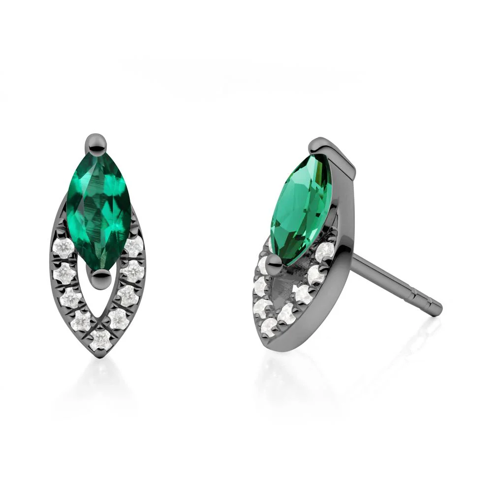 Leaf Inspired Emerald Stud Earrings - Image 7