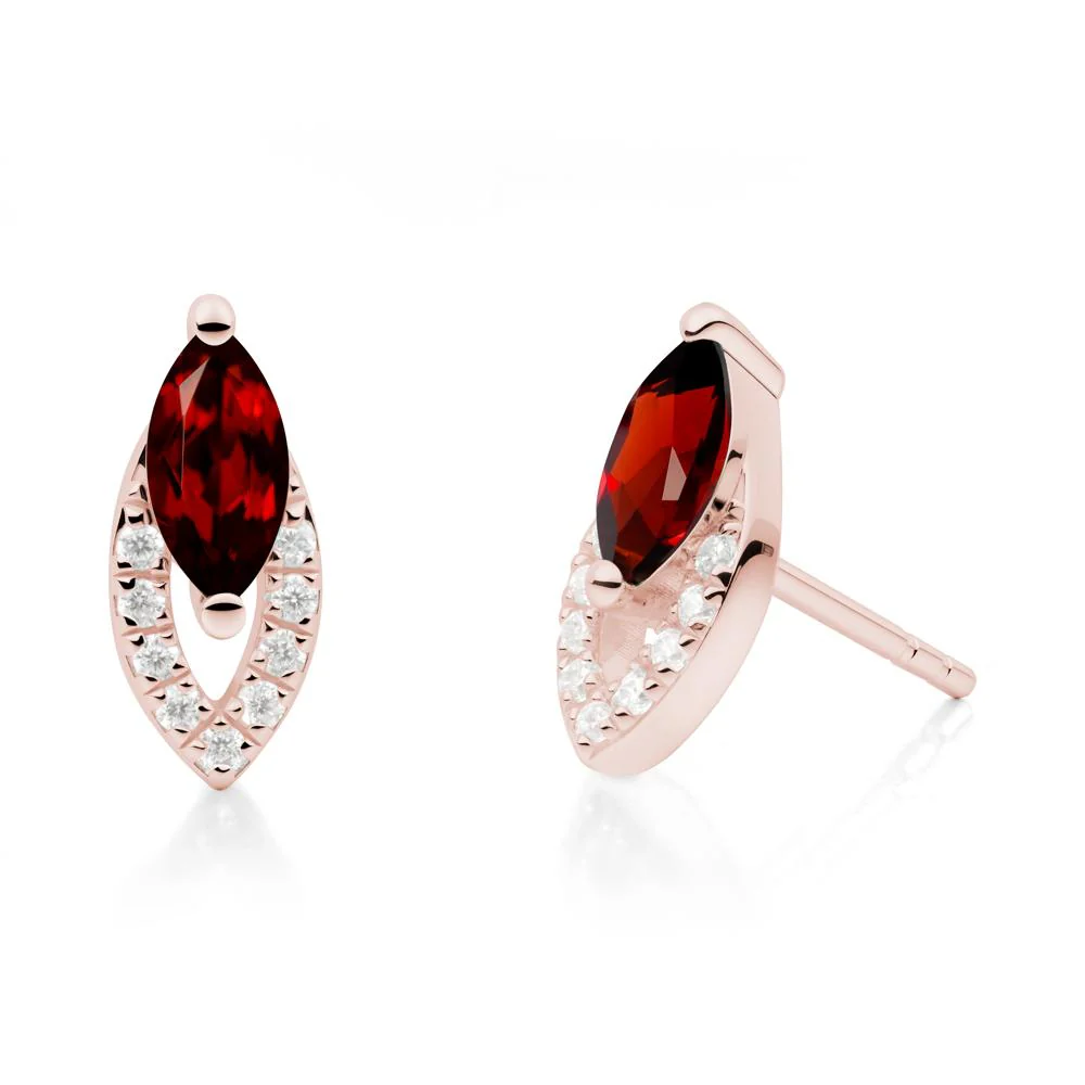 Leaf Inspired Garnet Stud Earrings - Image 6