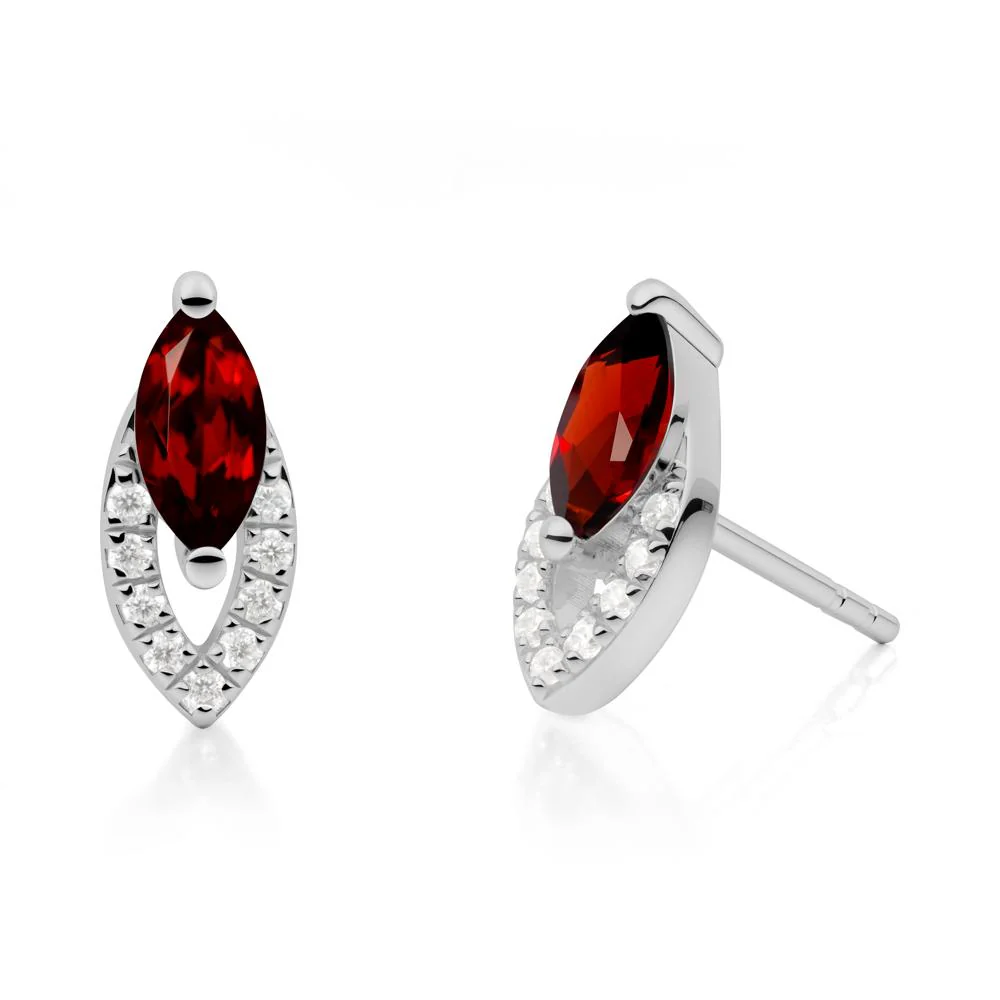 Leaf Inspired Garnet Stud Earrings - Image 9