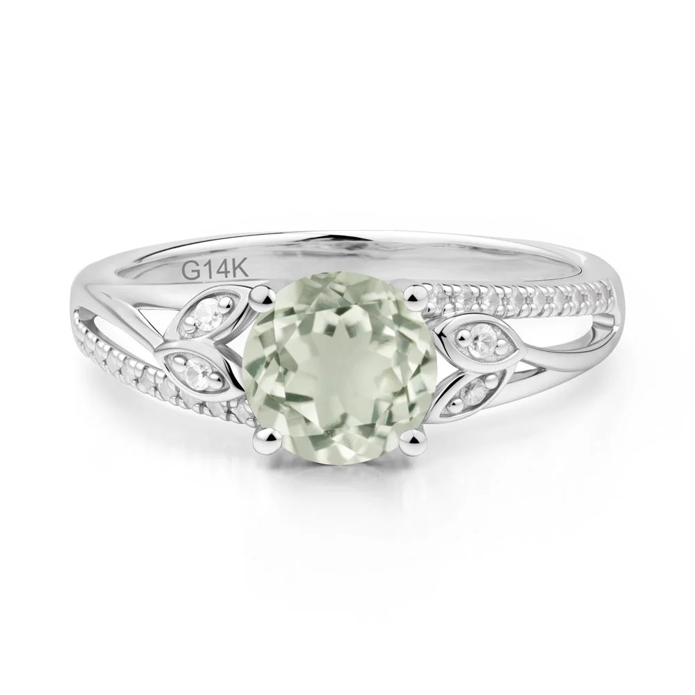 Leaf Inspired Green Amethyst Engagement Ring - Image 5