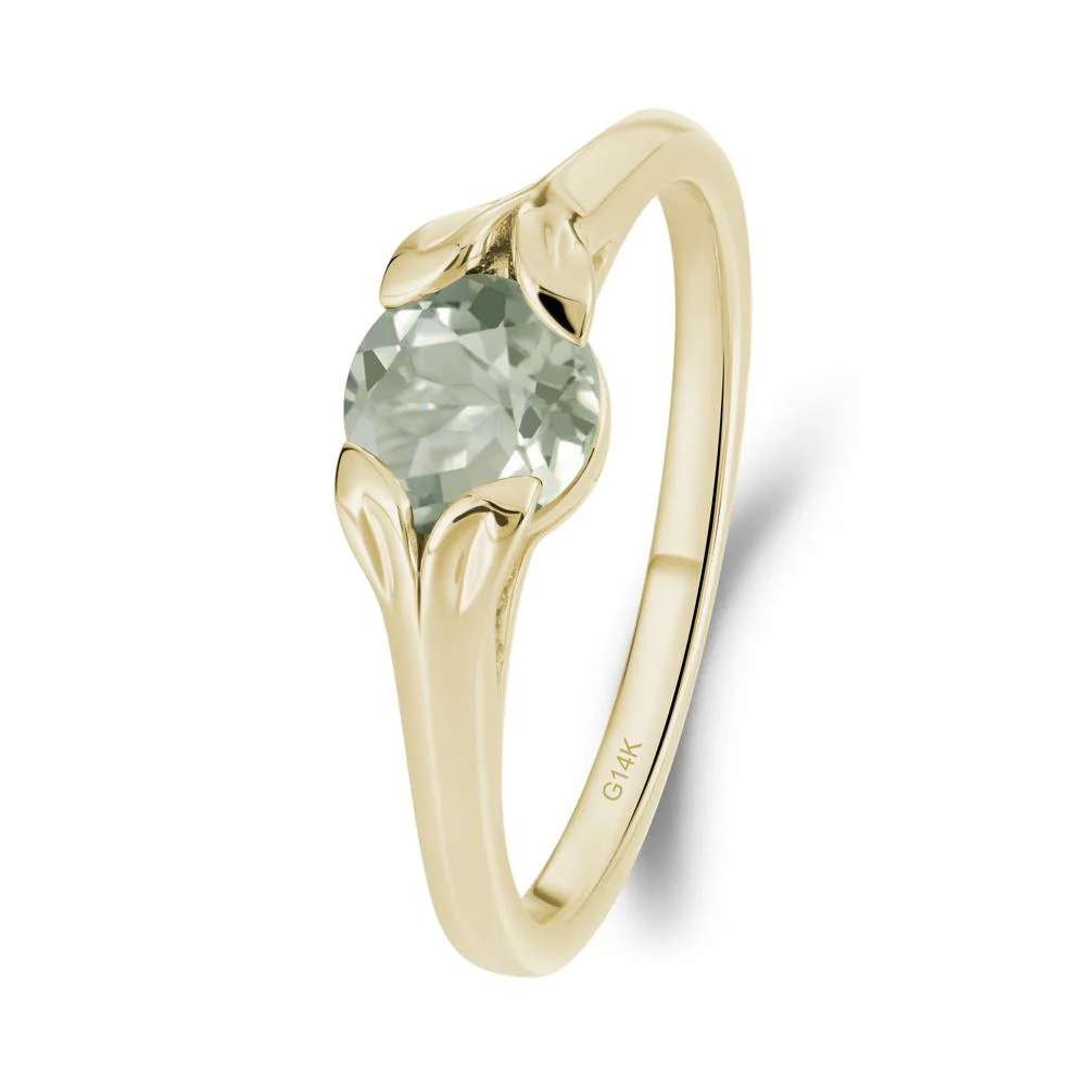 Leaf Inspired Green Amethyst Promise Ring - Image 4