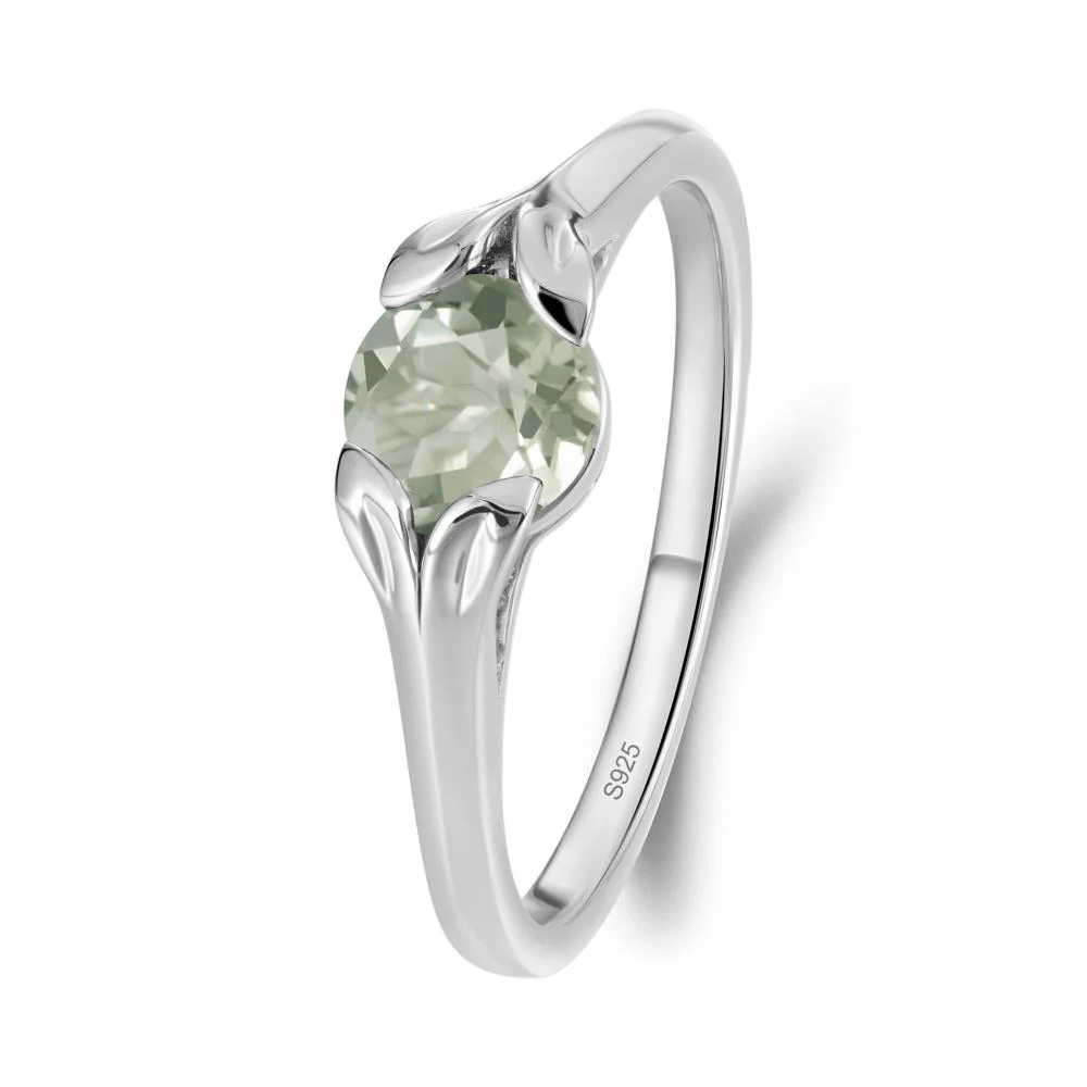 Leaf Inspired Green Amethyst Promise Ring - Image 8