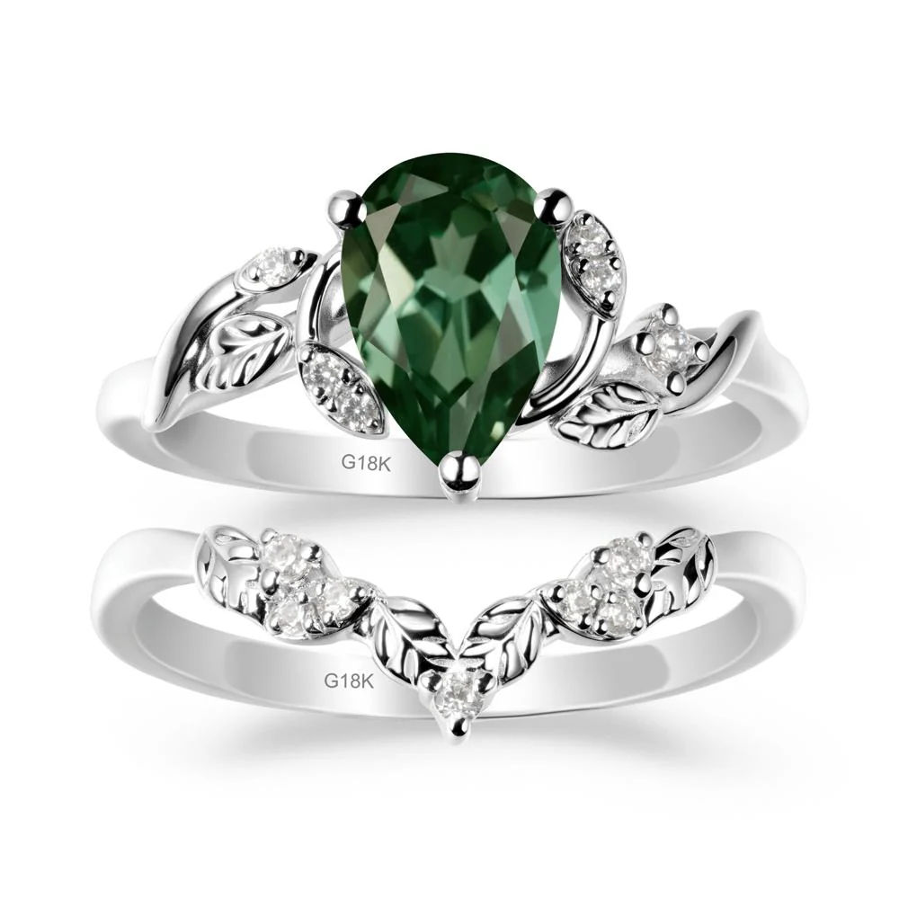 Leaf Inspired Green Sapphire Bridal Set - Image 5