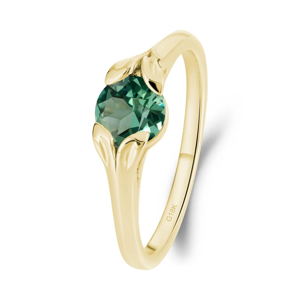 Leaf Inspired Green Sapphire Engagement Ring - Image 5