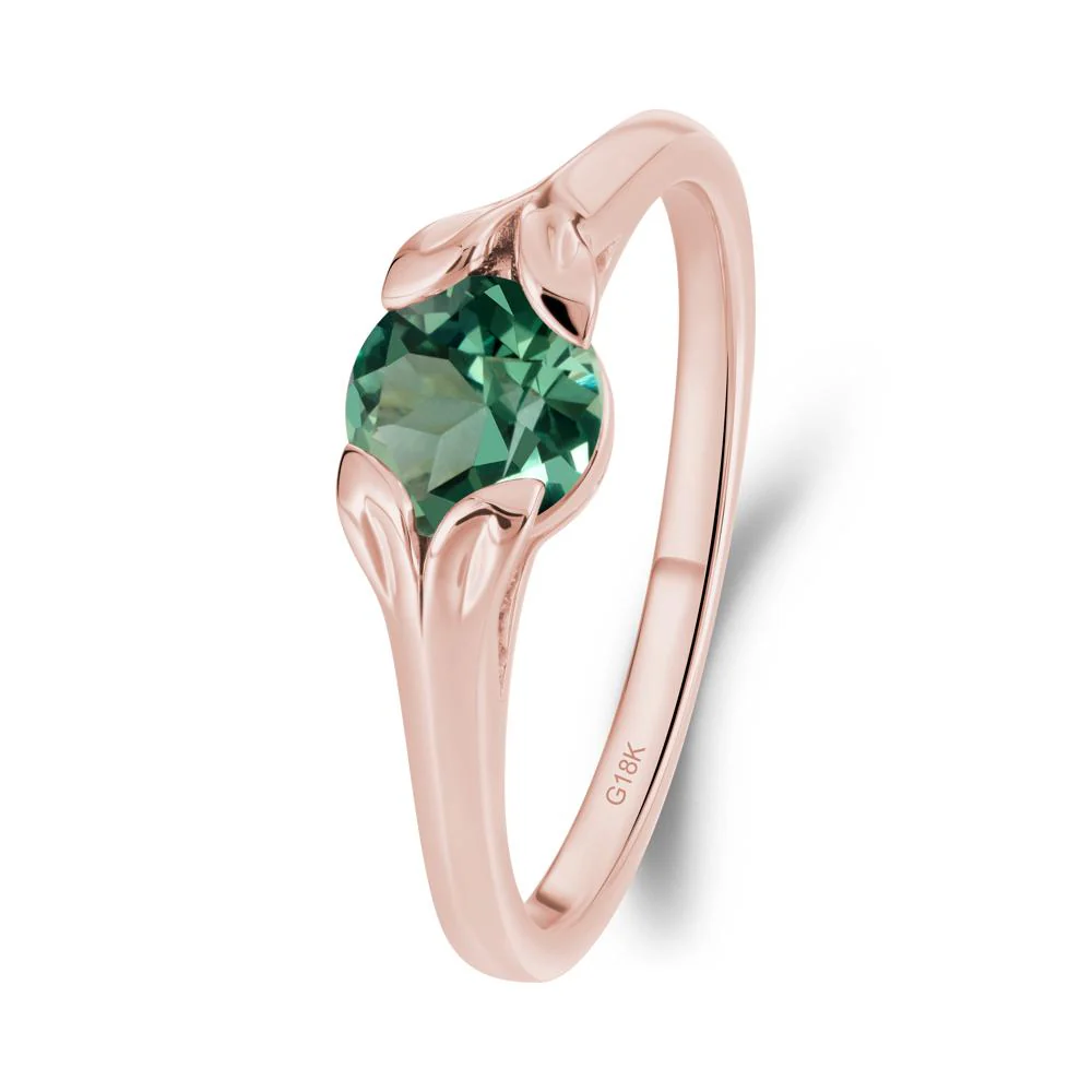 Leaf Inspired Green Sapphire Engagement Ring - Image 8