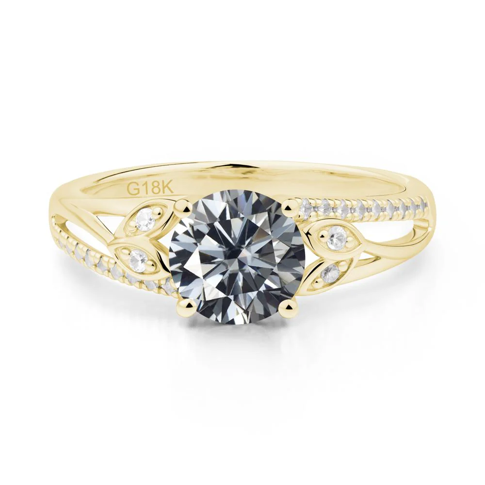 Leaf Inspired Grey Moissanite Engagement Ring - Image 2