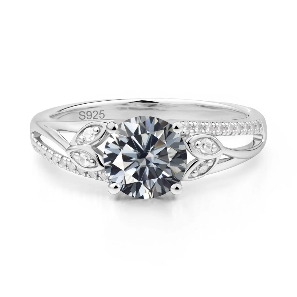 Leaf Inspired Grey Moissanite Engagement Ring - Image 4
