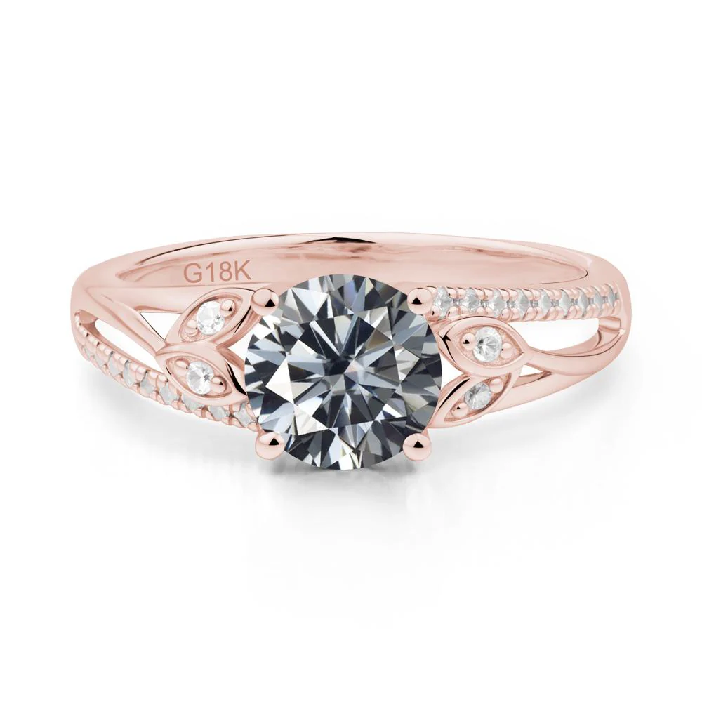 Leaf Inspired Grey Moissanite Engagement Ring - Image 5