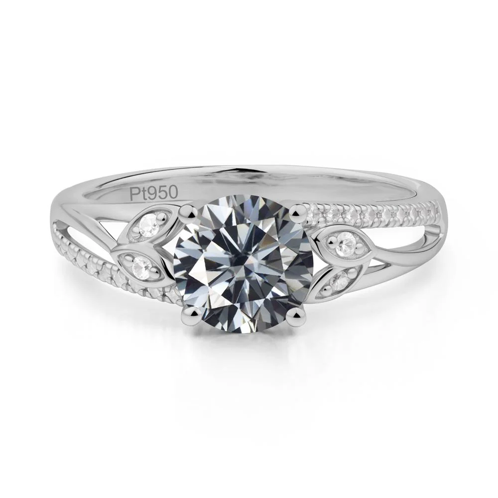 Leaf Inspired Grey Moissanite Engagement Ring - Image 7