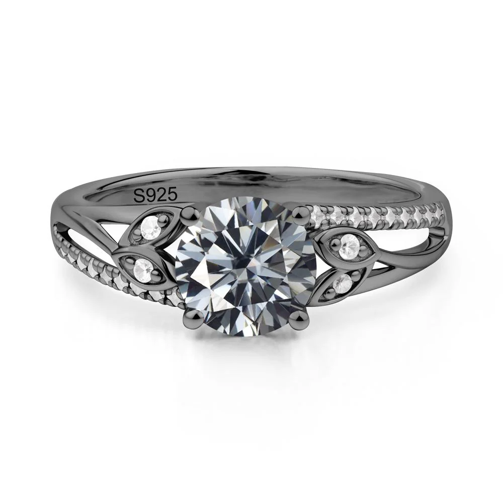 Leaf Inspired Grey Moissanite Engagement Ring - Image 9
