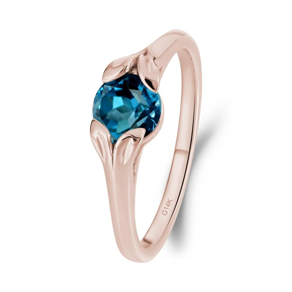 Leaf Inspired London Blue Topaz Engagement Ring