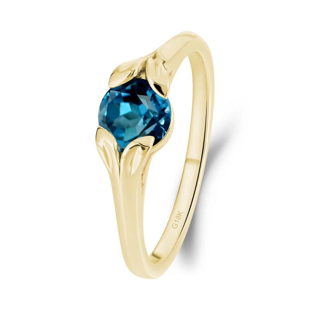 Leaf Inspired London Blue Topaz Engagement Ring - Image 2