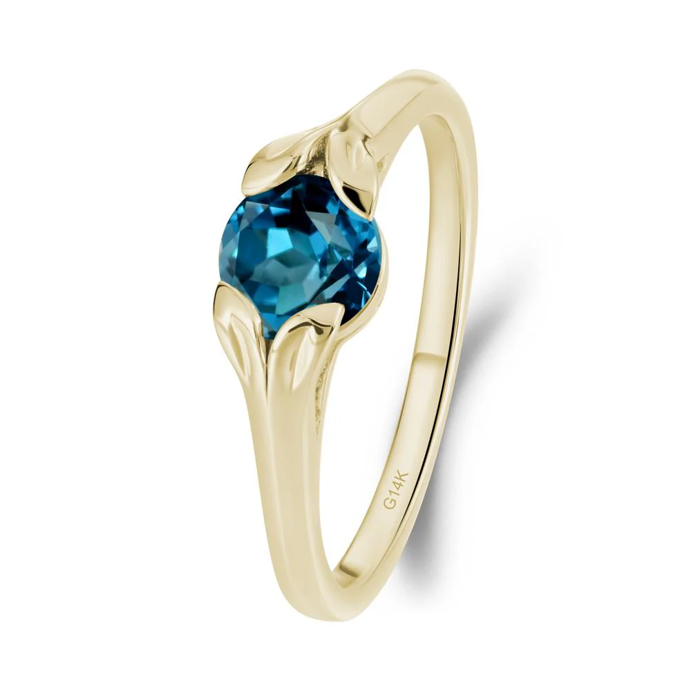 Leaf Inspired London Blue Topaz Engagement Ring - Image 5