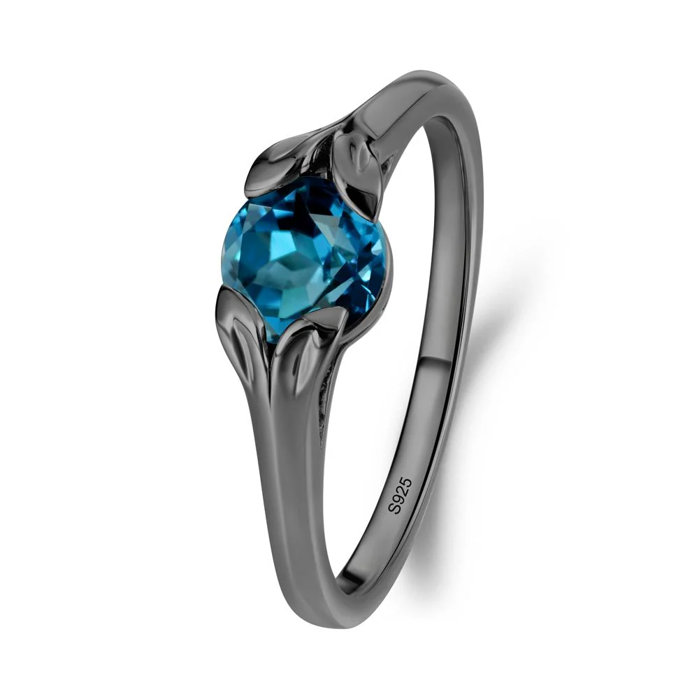 Leaf Inspired London Blue Topaz Engagement Ring - Image 7