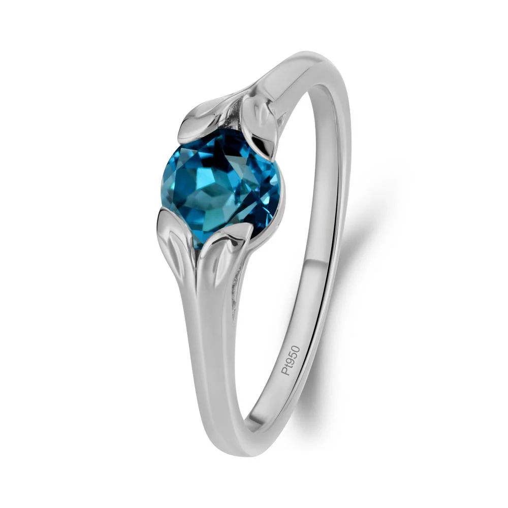 Leaf Inspired London Blue Topaz Engagement Ring - Image 8