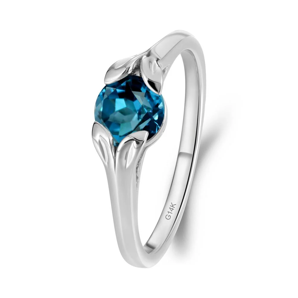 Leaf Inspired London Blue Topaz Engagement Ring - Image 9