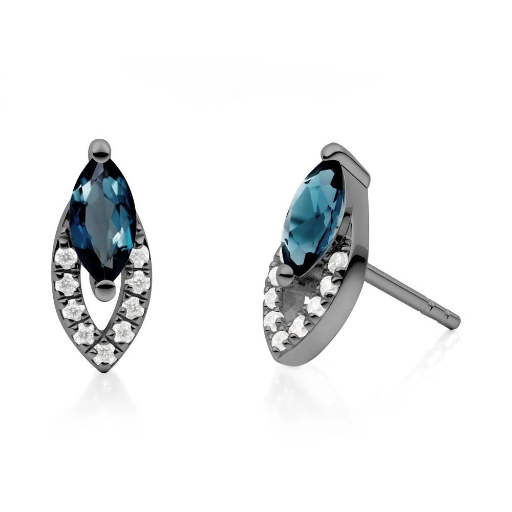 Leaf Inspired London Blue Topaz Stud Earrings - Image 3