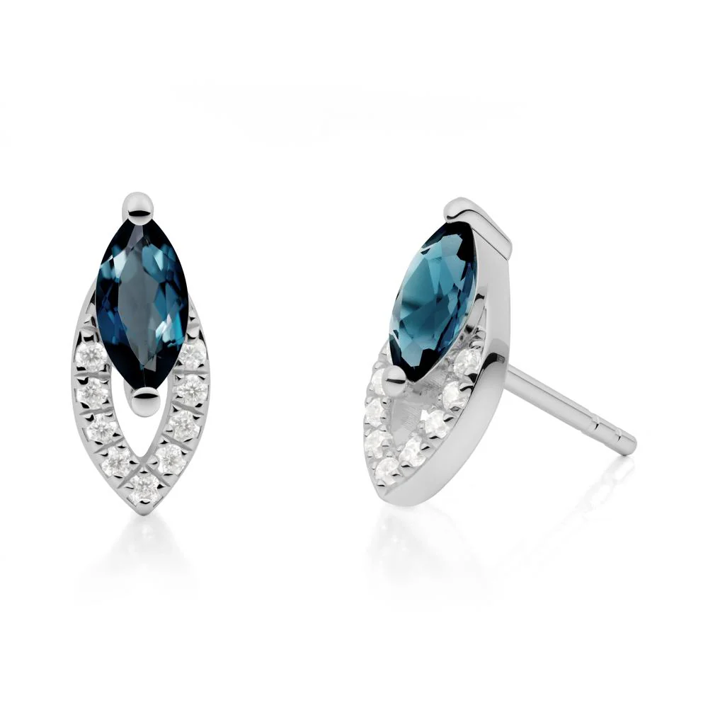 Leaf Inspired London Blue Topaz Stud Earrings - Image 8
