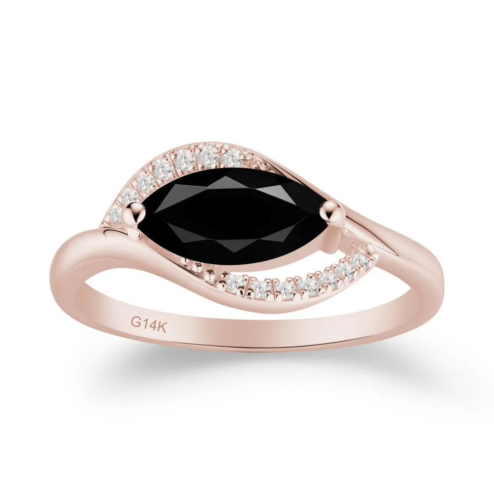 Leaf Inspired Marquise Cut Black Spinel Ring - Image 3