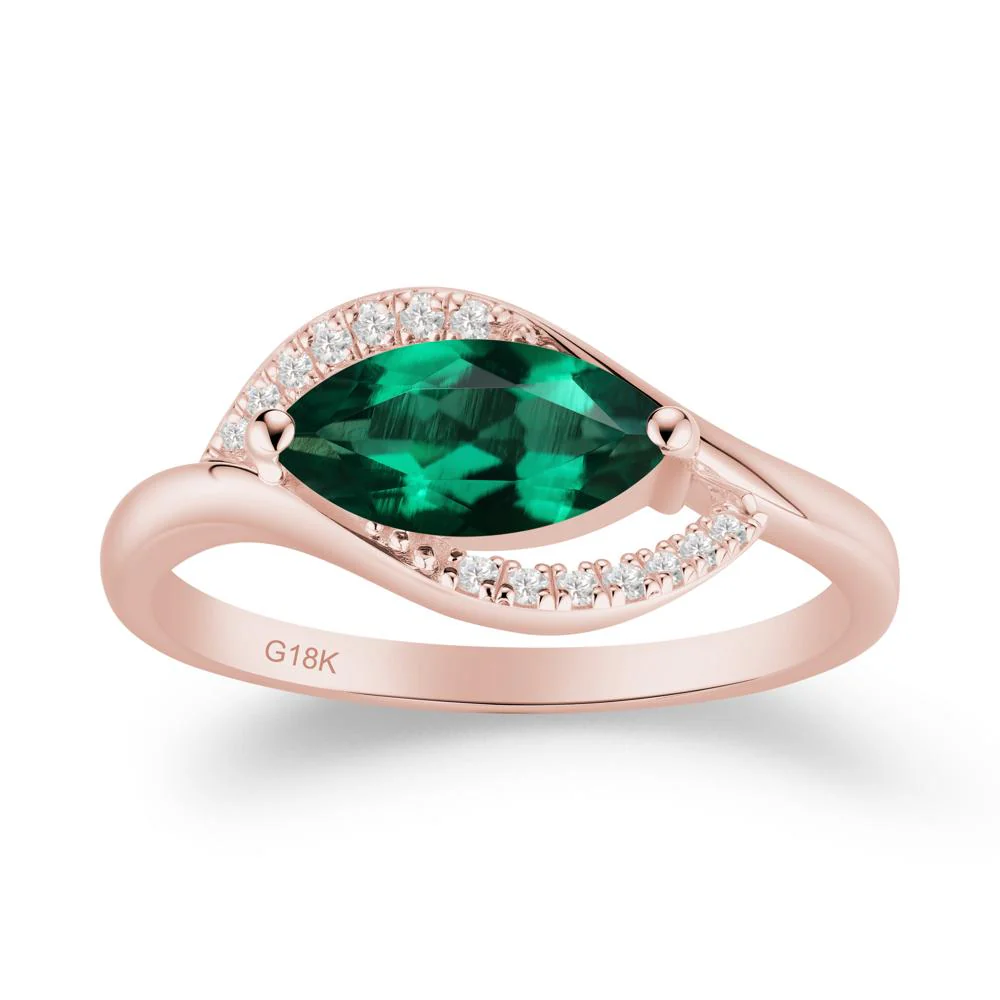 Leaf Inspired Marquise Cut Emerald Ring - Image 4
