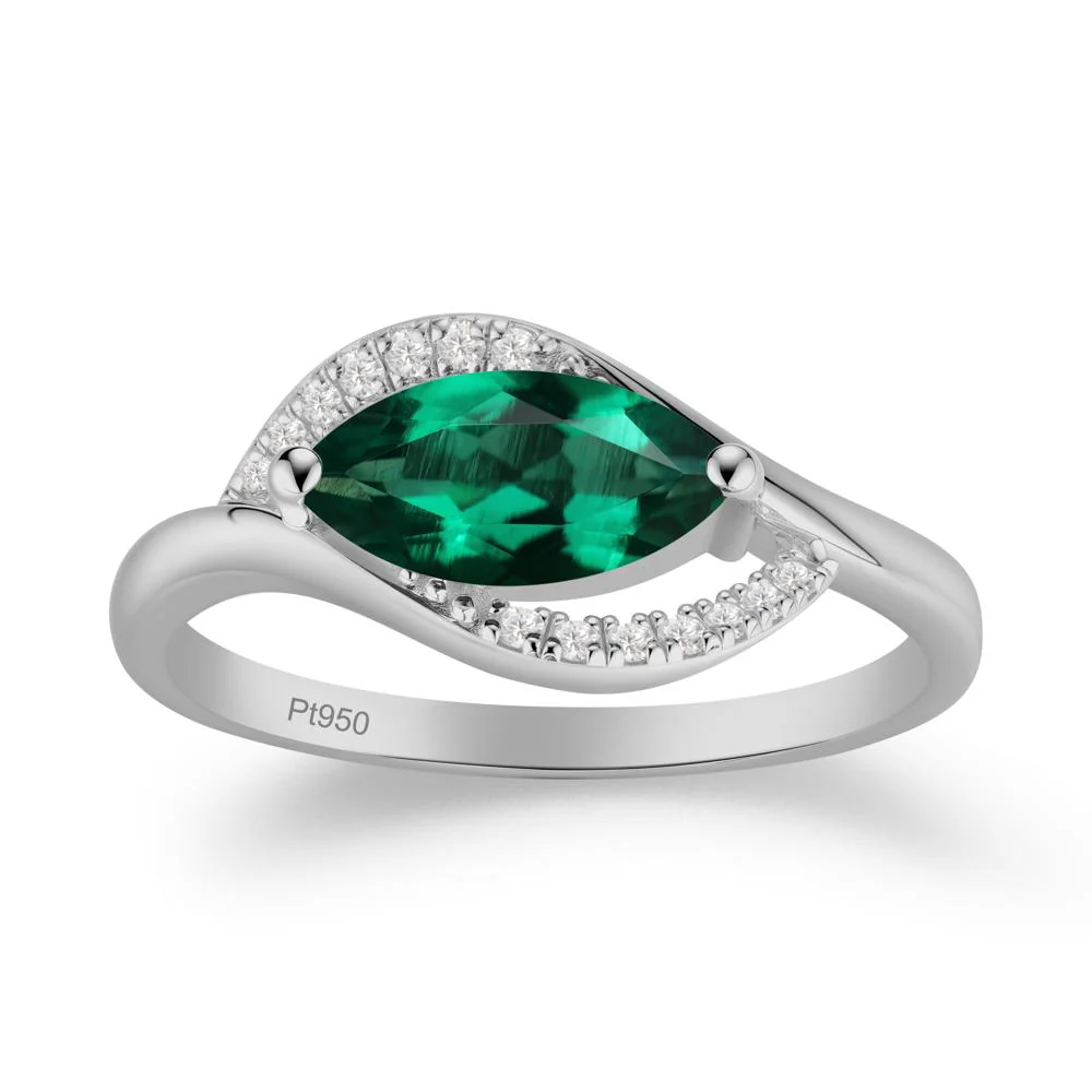 Leaf Inspired Marquise Cut Emerald Ring - Image 6